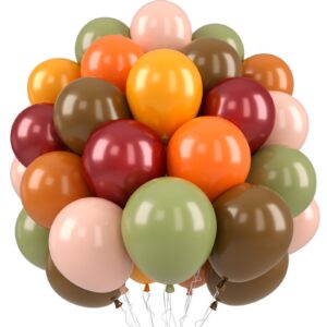 sage green brown balloons, fall balloons orange brown yellow balloons burgundy balloons for thanksgiving wild woodland theme party birthday baby shower wedding bridal shower anniversary decorations