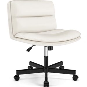 tvon armless office desks chair with wheels and thickened cushion, ergonomic home office computer chair, comfortable swivel chair with height adjustment and rocking function