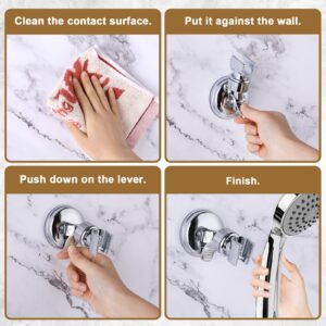 Adjustable Shower Head Holders No Drill Shower Mounting Brackets Removable Suction Cup Shower Head Bracket Bathroom Suction Cup Handheld Shower Head Bracket (Silver)