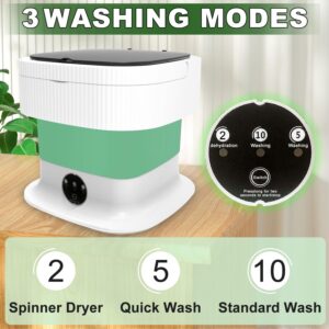 Portable Washing Machine, 13L Mini Foldable Compact Laundry Washer with Spin Dry, Small Lavadora Portatil for Underwear, Baby Clothes, Socks or Small ltems, Dormitory, Apartments, Travel(Green)