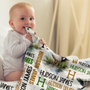 Personalized Baby Blanket for Girls Boys,Custom Duck Blanket with Name,Swaddle Blanket for Toddlers Infants Newborns Kids,Personalized Wild Duck Gifts Customized Blanket,30"x40"-Toddlers/Crib Size