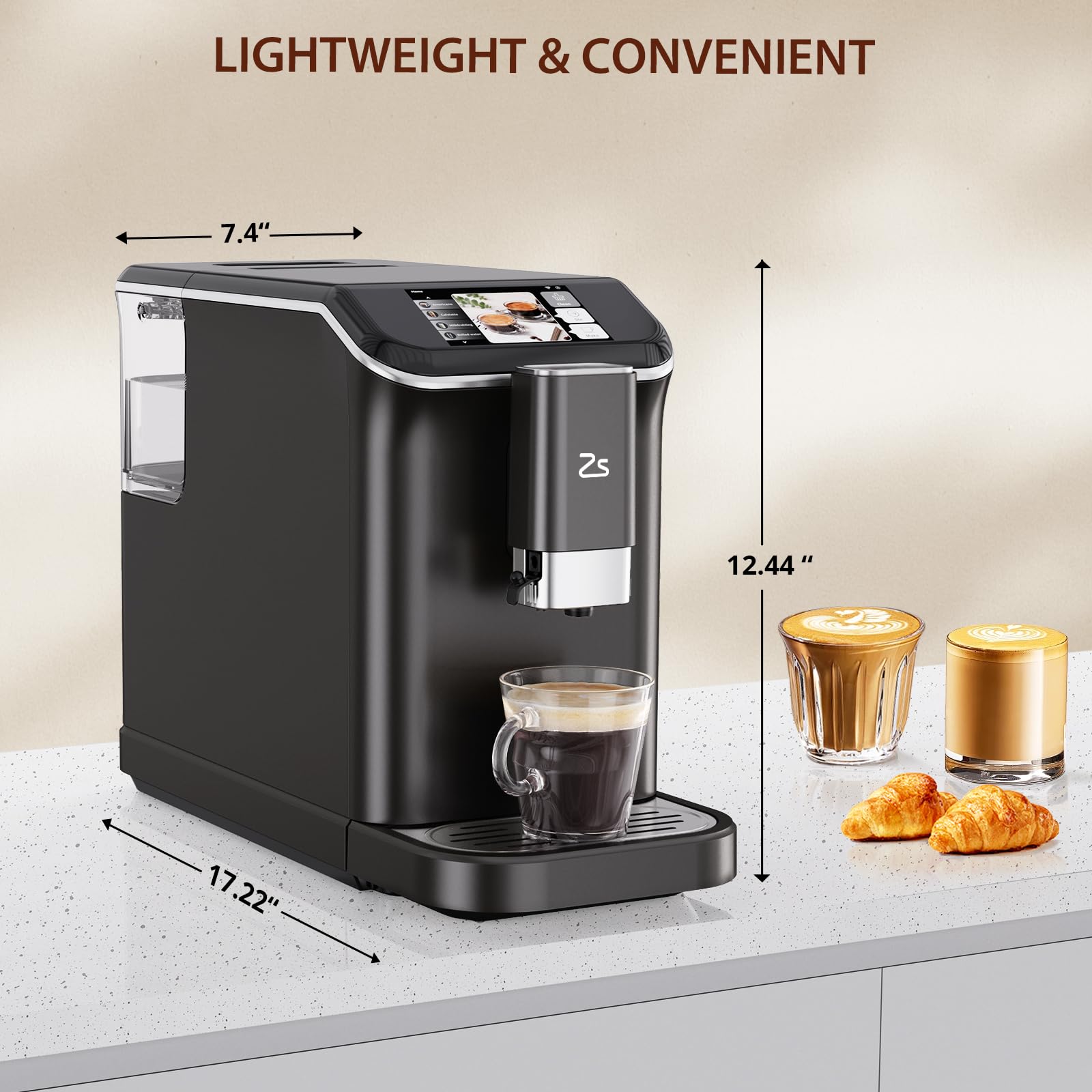 GarveeTech Fully Automatic Espresso Machine, Coffee Espresso Machine with Automatic Milk Frother for Latte, Cappuccino, Built-in Grinder, One-Touch Single/Double Shot for Espresso, 7 Coffee Varieties