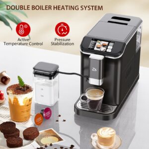 GarveeTech Fully Automatic Espresso Machine, Coffee Espresso Machine with Automatic Milk Frother for Latte, Cappuccino, Built-in Grinder, One-Touch Single/Double Shot for Espresso, 7 Coffee Varieties