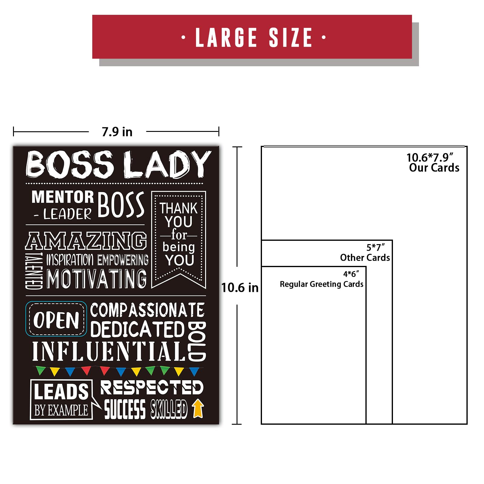 Ziwenhu Big Boss Day Card for Boss Lady, Boss Lady Gifts for Her, Large Boss Lady Birthday Card, Boss Appreciations Thank You Card for Women