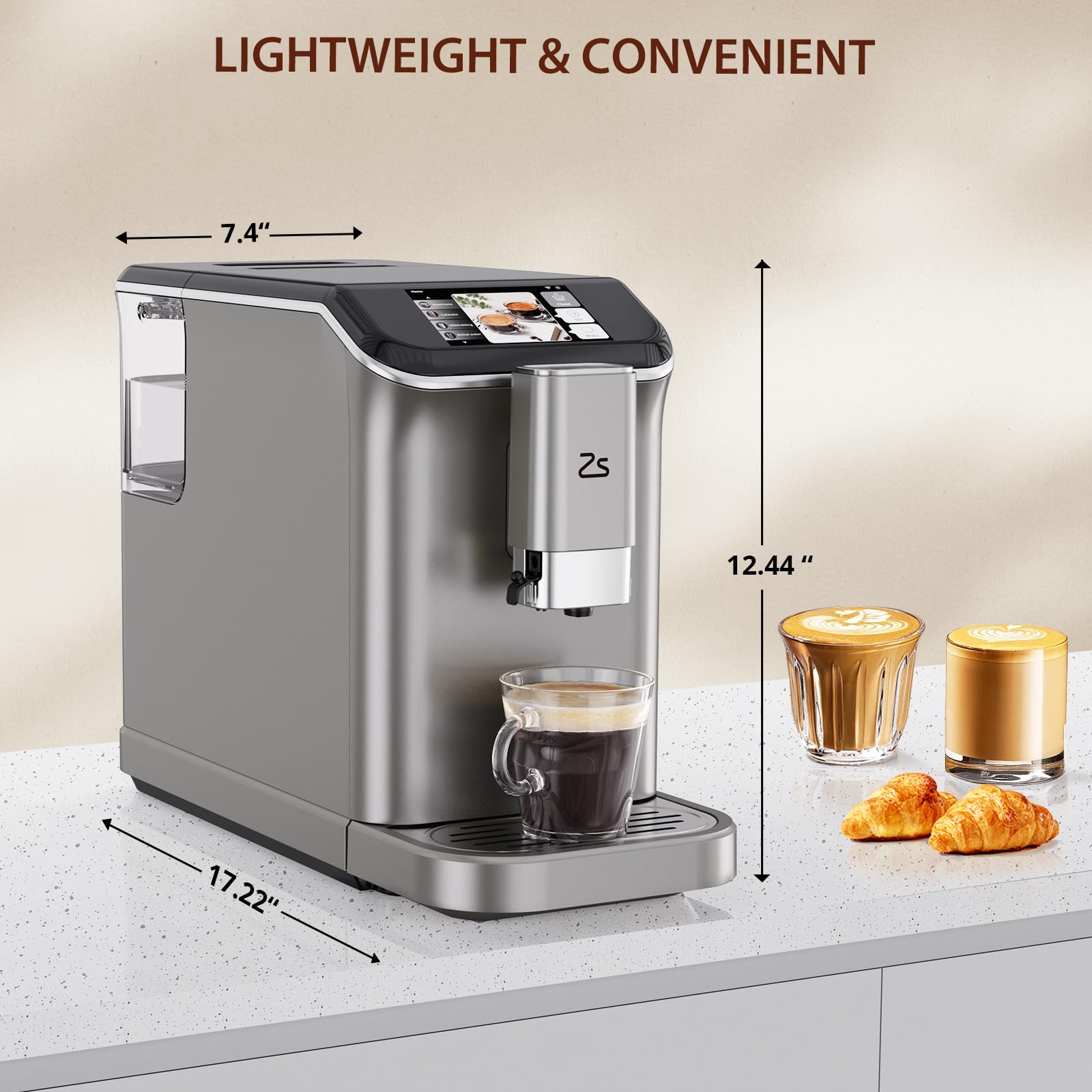 GarveeTech Fully Automatic Espresso Machine, 20 Bar Coffee Espresso Machine with Grinder & Automatic Milk Frother for Latte, Cappuccino, 7 Coffee Varieties, One-Touch Single/Double Shot for Espresso