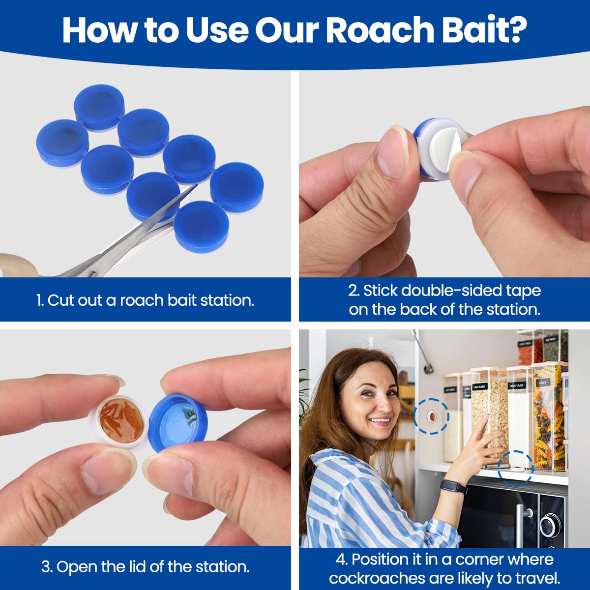 32PCS Roach Bait & Killer, Roach Repellent and Gel for Roach Nest Elimination of Indoor Infestations, Effective Solution for Small to Large Cockroaches, Easy to Use, Ideal for Hidden Areas