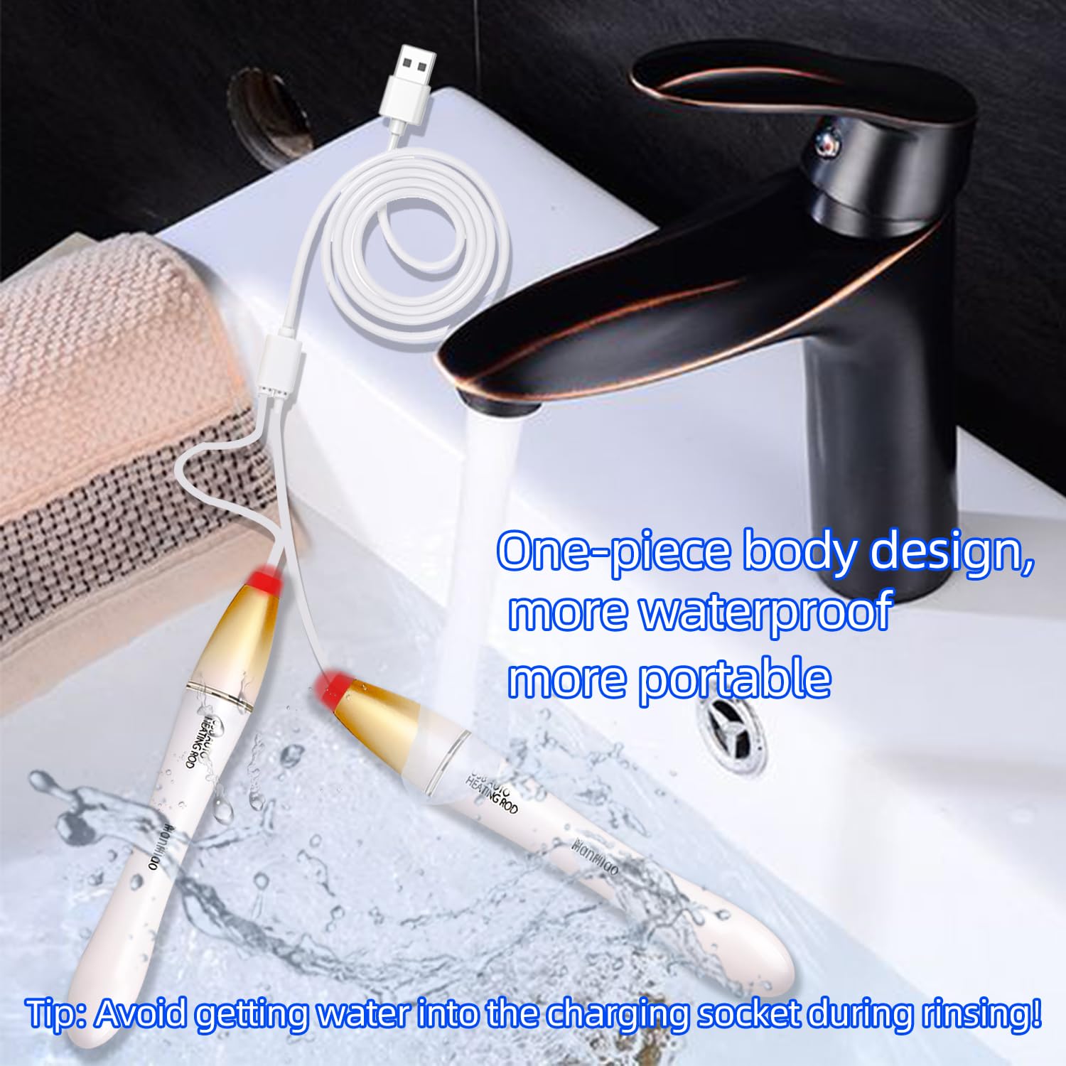 Heating Stick LED Indicator Light Heating Stick Heating Stick Dual Head Toy Heating Stick Warming Stick Heating Meat Stick USB Hand Warmer 42℃ Auto Control + 4 Pcs Drying Stick Dryer