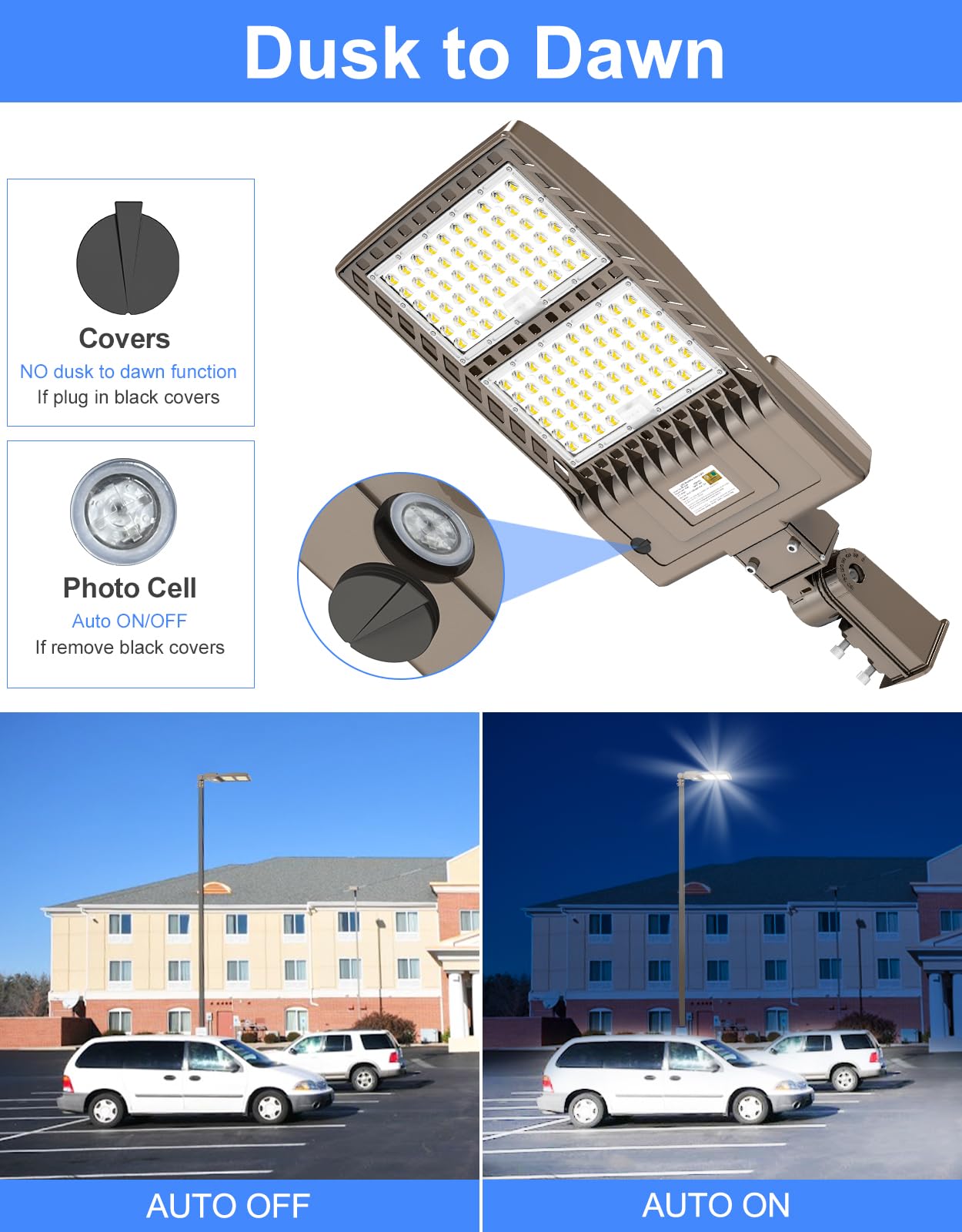 KUKUPPO 10Pack 480 Volt 400W LED Parking Lot Light 60,000LM, Dusk to Dawn LED Shoebox Parking Pole Mount Light 5000K IP65 Waterproof Outdoor Commercial Area Lighting with Slip Fitter 277-480VAC