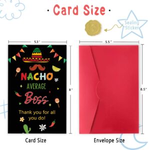 mmuue Funny Nacho Boss's Day Card for Women Men, Happy Boss Day Gifts for Him Her, Lovely Thank You Card from Employees Staff, Boss Appreciation Card for Boss Leader Employer