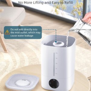 5L Humidifiers for Bedroom, 50H Runtime Humidifier for Large Room, Ultra-Quiet 28dB Cool Mist Air Humidifier for Home Baby Nursery & Plants, Auto Shut-off and BPA-Free for Safety, Easy to Clean