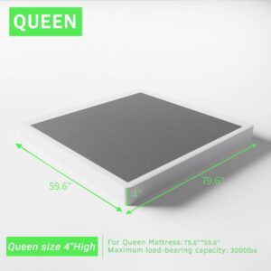 FMDMR 4 Inch Queen Box Spring for Queen Bed, Low Profile Box Spring Queen Only, Heavy Duty Mattress Foundation Metal Bed Base with Fabric Cover, Easy Assembly, Non-Slip, Noise Free