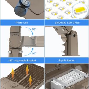 KUKUPPO 10Pack 480 Volt 400W LED Parking Lot Light 60,000LM, Dusk to Dawn LED Shoebox Parking Pole Mount Light 5000K IP65 Waterproof Outdoor Commercial Area Lighting with Slip Fitter 277-480VAC