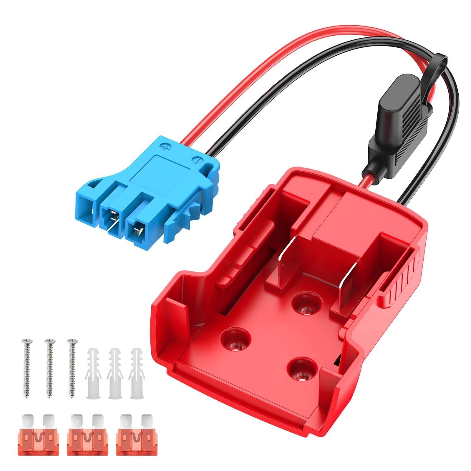 Kzreect 18V Power Wheels Adapter for Milwaukee 18V Battery, Power Wheels Battery Conversion Kit with Fuse Holder and Wire Harness Connector, Compatible with Peg-Perego Kids Ride-on Toy