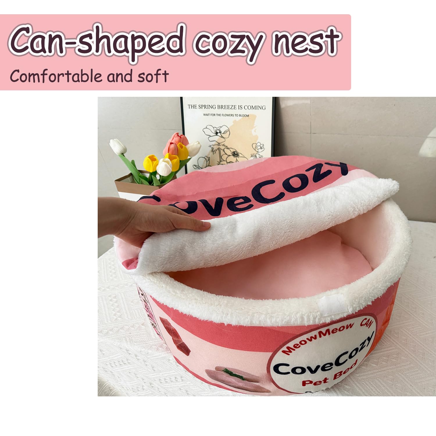 CoveCozy Cat Bed for Indoor Cats, Cat Can Bed, Removable Washable Cushion for Small Medium Large Cats, Keep Warm and Super Soft Creative Plush Pet Nest