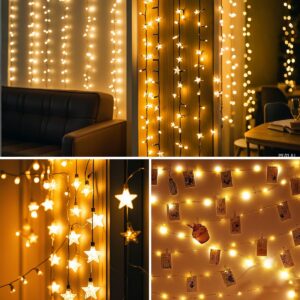 ispneay Mini Light Clips Small Adhesive Hooks: Indoor 100 Clear Mini Clips and 110 Strips for Hanging - Tiny Decorative Wall Hooks for Lights - Christmas Decorations Halloween Decor Small Hooks