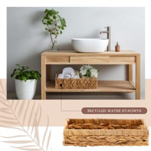 Teenyyou Wicker Toilet Tank Basket Topper and Vanity Tray Set Decorative Rattan Vanity Tray Toilet Tank Tray Wicker Storage Basket Countertop Toilet Tank Tray for Paper Hand Towel Bathroom,Home,spa