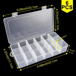 EATHEATY 6 Pack 18 Grids Clear Organizer Box with Adjustable Dividers, Compartment Storage Container Tackle Box for Beads Organizer Art DIY Fishing Tackles Jewelry Craft