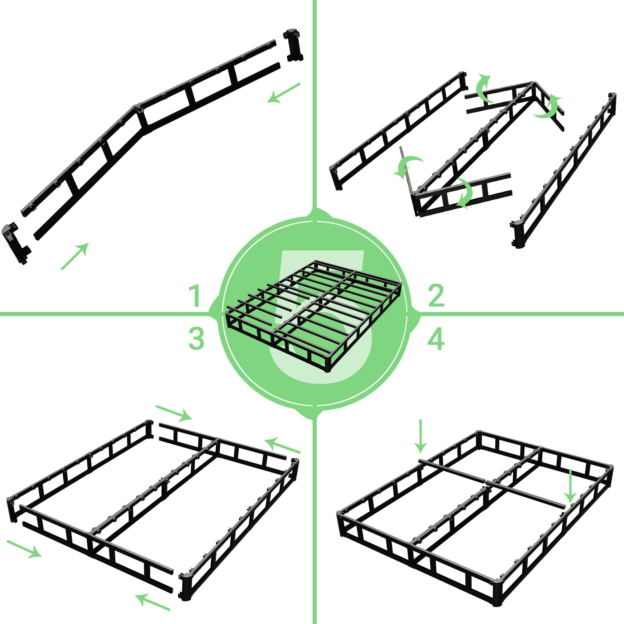 FMDMR 4 Inch Queen Box Spring for Queen Bed, Low Profile Box Spring Queen Only, Heavy Duty Mattress Foundation Metal Bed Base with Fabric Cover, Easy Assembly, Non-Slip, Noise Free