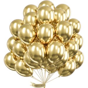 partywoo metallic light gold balloons 100 pcs 10 inch gold balloons for birthday graduation boys baby shower new year gender reveal anniversary bridal shower engagement party decorations gold-g129