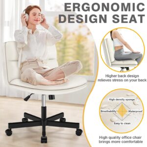 TVON Armless Office Desks Chair with Wheels and Thickened Cushion, Ergonomic Home Office Computer Chair, Comfortable Swivel Chair with Height Adjustment and Rocking Function