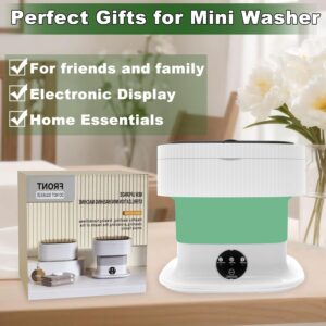 Portable Washing Machine, 13L Mini Foldable Compact Laundry Washer with Spin Dry, Small Lavadora Portatil for Underwear, Baby Clothes, Socks or Small ltems, Dormitory, Apartments, Travel(Green)