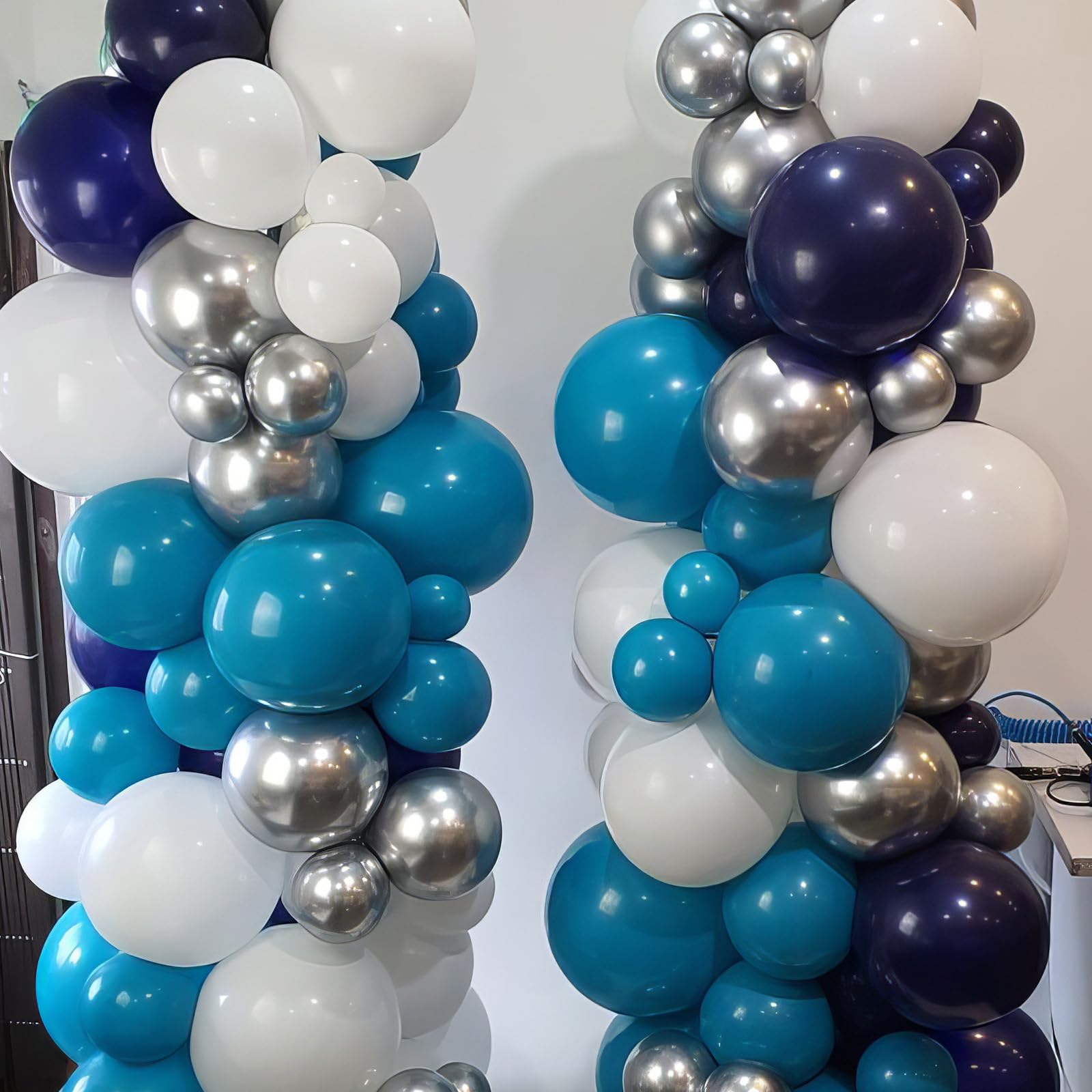 Navy Blue Silver Balloons, Dusty Blue Silver Balloons 12 Inch Retro Blue Latex Balloons for Boho Birthday Baby Shower Party Wedding Bridal Shower Anniversary Graduations Decorations Supplies