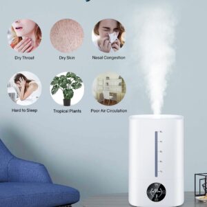 5L Humidifiers for Bedroom, 50H Runtime Humidifier for Large Room, Ultra-Quiet 28dB Cool Mist Air Humidifier for Home Baby Nursery & Plants, Auto Shut-off and BPA-Free for Safety, Easy to Clean