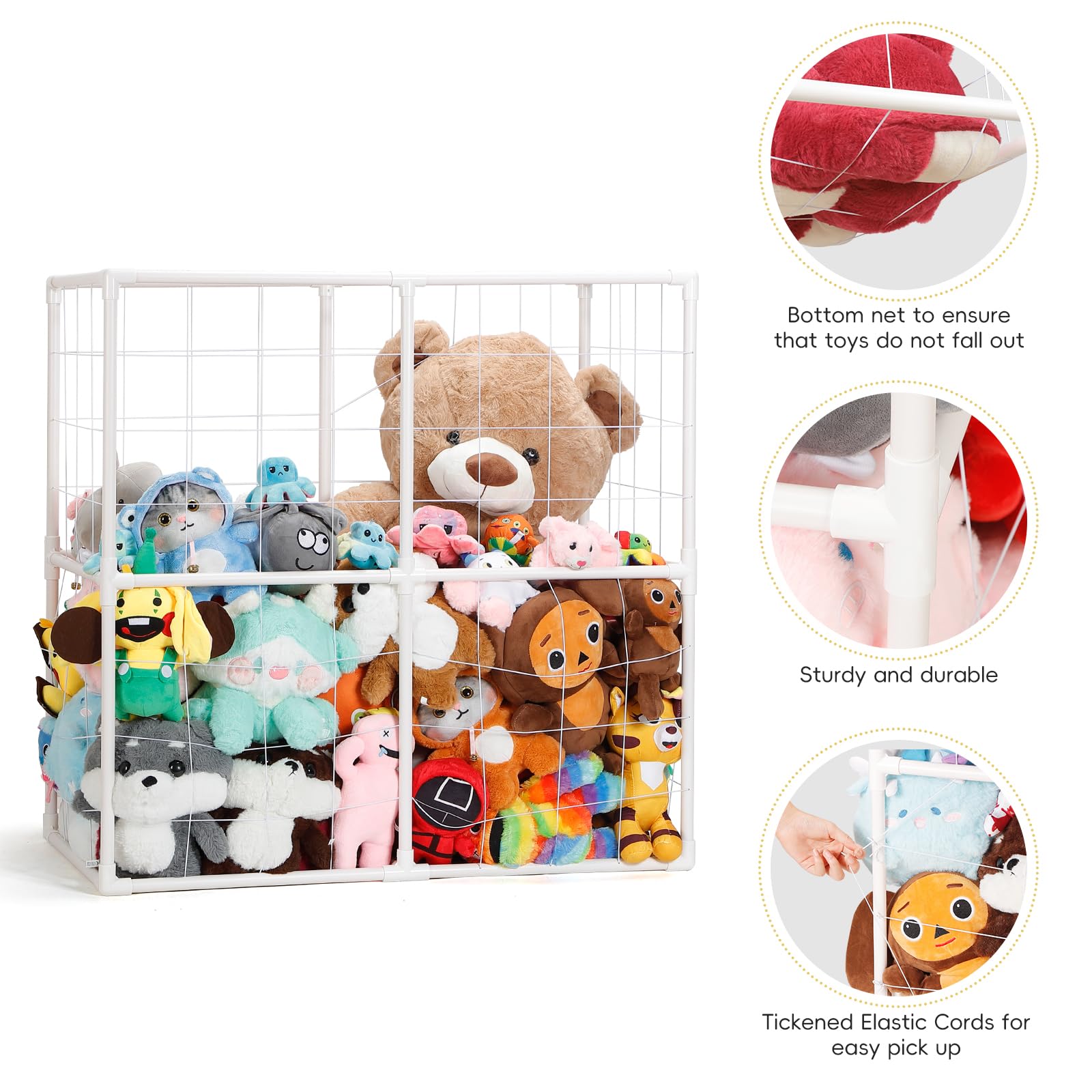 NANANARDOSO Stuffed Animal Storage Holder, Toy Storage Organizer for Plush Toy Holder,Stuffed Animal Zoo Storage Cage for Nursery Playroom Bedroom Toy Organizer