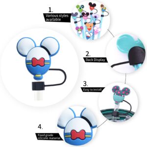 12 Pcs Silicone Straw Covers, 0.4in Diameter Cute Straw Toppers, Dust-Proof Reusable Cartoon Straw Tips Lids and Cup Charms, for Cup Accessories