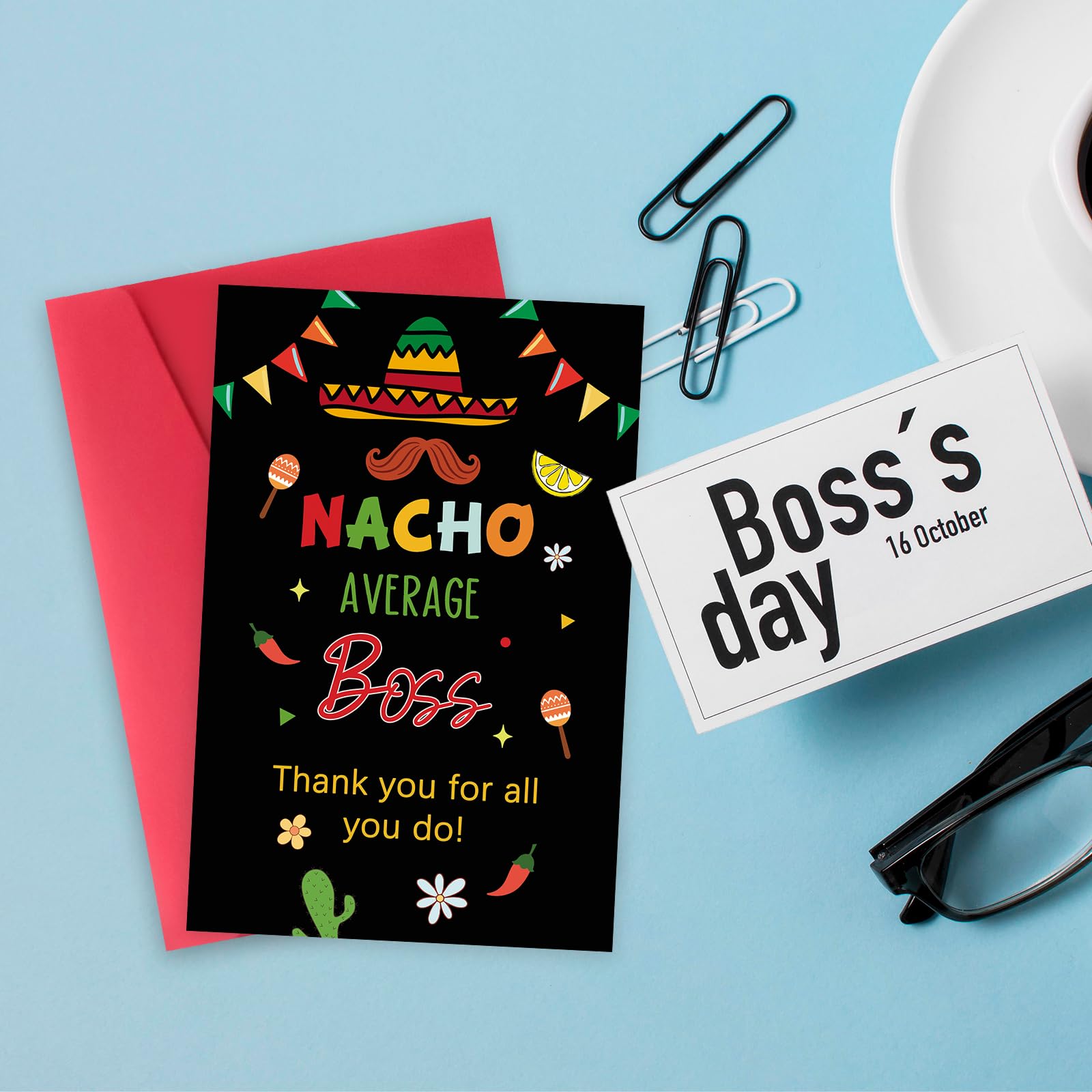 mmuue Funny Nacho Boss's Day Card for Women Men, Happy Boss Day Gifts for Him Her, Lovely Thank You Card from Employees Staff, Boss Appreciation Card for Boss Leader Employer