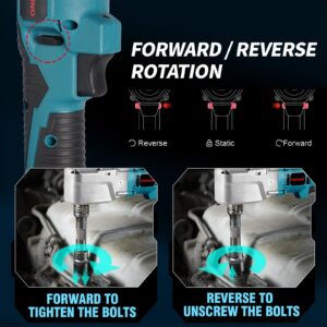 ONEVAN Cordless Electric Ratchet Wrench Set, 412FT-LBS(550N.m), 1600 RPM, 20V Cordless Ratchet Wrench 1/2” with 2 Pack 2.0Ah Batteries and Fast Charger, 7 Sockets, Adapte