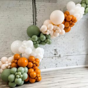 Sage Green Brown Balloons, Fall Balloons Orange Brown Yellow Balloons Burgundy balloons for Thanksgiving Wild Woodland Theme Party Birthday Baby Shower Wedding Bridal Shower Anniversary Decorations