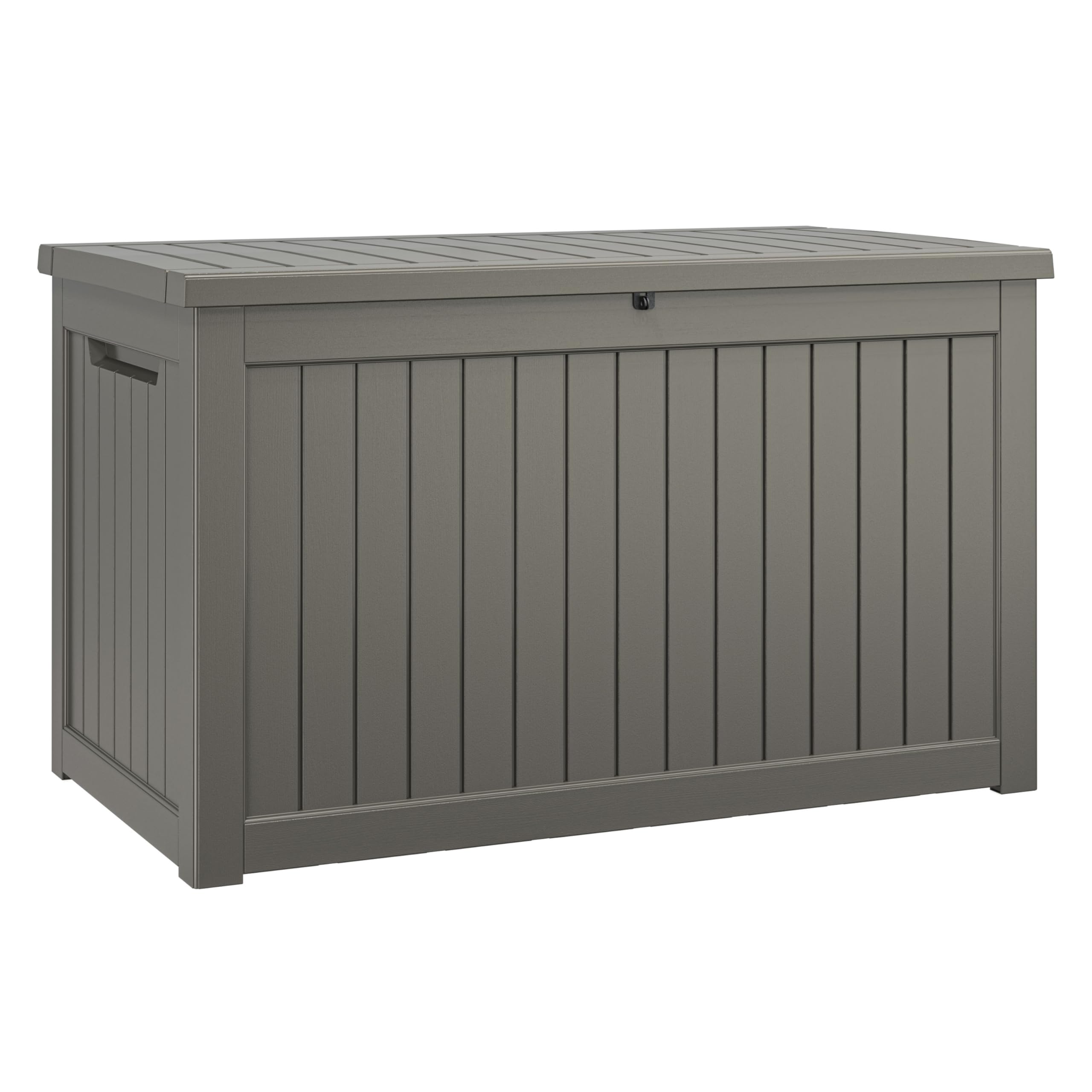 NUNU LAB 230 Gallon Outdoor Storage Box, Deck Box, Waterproof Resin Storage Bin for Patio Cushions for Patio Furniture Cushions, Garden Tools, Lockable, UV Resistant (Grey)