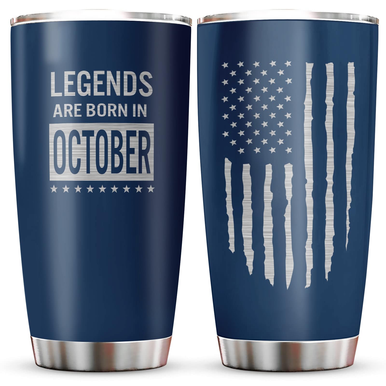 Muilzon October Birthday Gifts for Men Tumbler 20oz - Men Birthday Gift Ideas - Men Gifts for Birthday - Birthday Gifts for Him, Dad, Son, Husband, Legends are Born in October