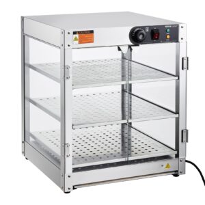 VEVOR 3-Tier Commercial Food Warmer Display, 800W Food Display Warmer with Light to Enhance Food Display, 86℉~185℉ Temperature Control, 90L Large Capacity for Hamburger, Pizza, Bread, Fried Chicken