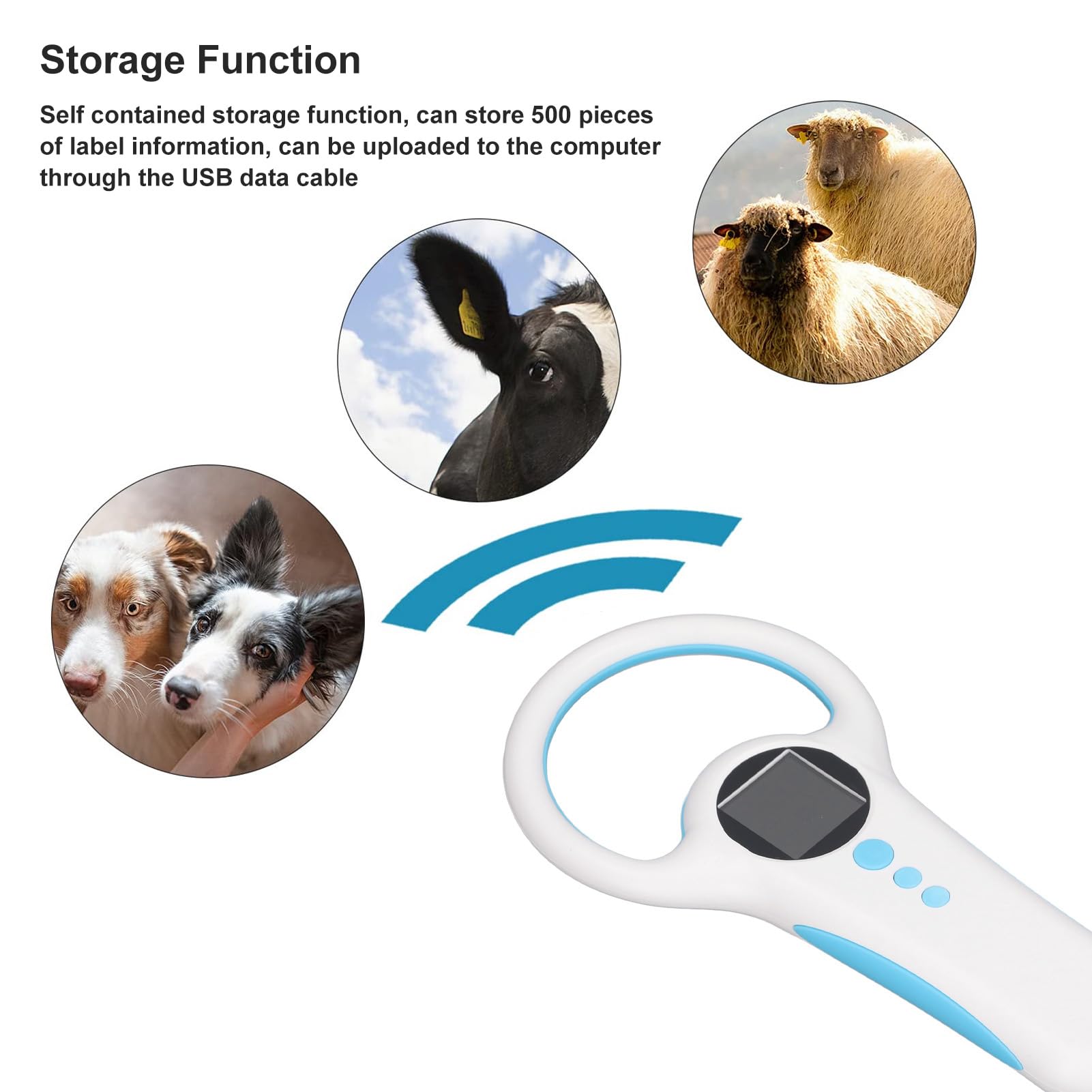 RFID Animal Chip ID Reader Handheld Animal Tag Scanner Supports EMID FDX B 500 Entries for 134.2KHZ 125KHz