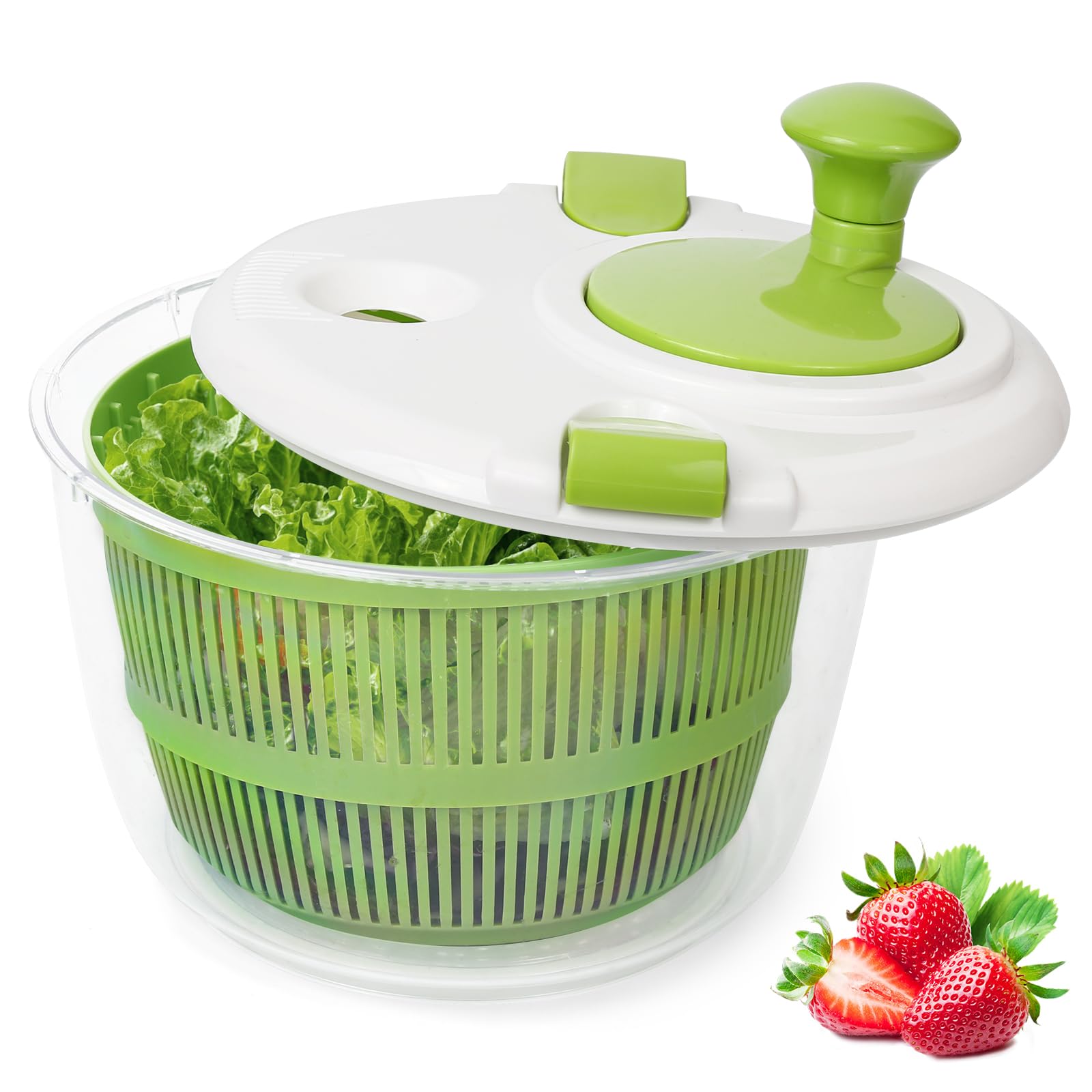 Large Salad Spinner - Wash,Rotate & Dry Salad Vegetables,Fruits&Vegetables, 5 Quarts,Salad Spinner