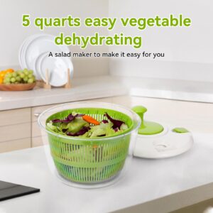 Large Salad Spinner - Wash,Rotate & Dry Salad Vegetables,Fruits&Vegetables, 5 Quarts,Salad Spinner