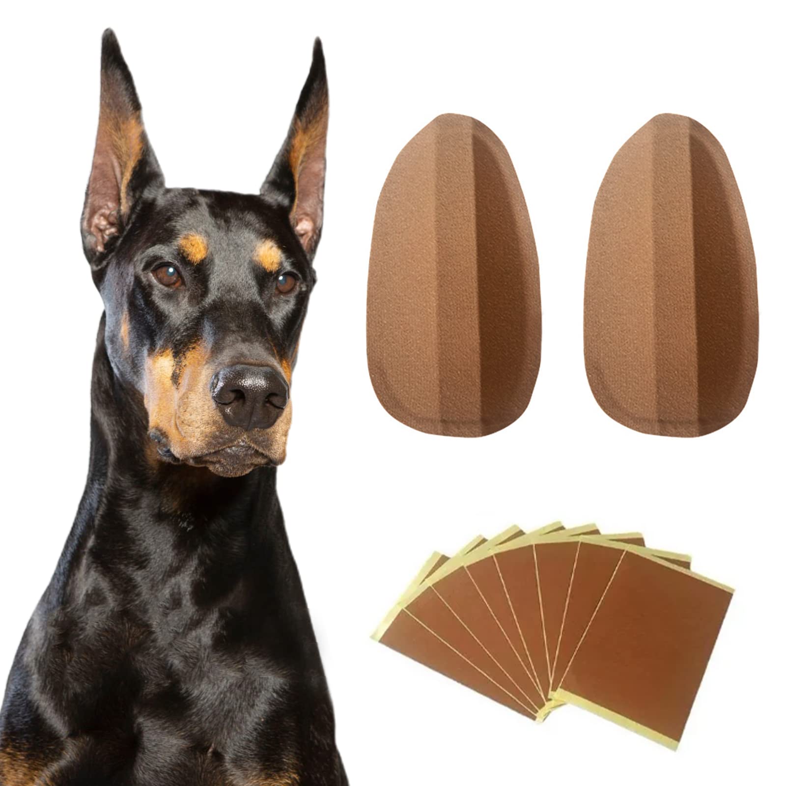 Dog Ear Stand Sticker Up Support Tool, Dog Ear Cover Ear Stand Up for Dogs Dog Ear Fixed Correction Vertical Holder Doberman Ear Posting Kit for Doberman Pinscher Dog (Brown, 10x5cm)