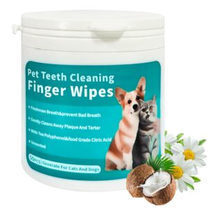 yuvexahoo pet teeth cleaning wipes for dogs & cats, no-rinse finger toothbrush, reduces plaque & freshens breath teeth care wipes,disposable pet cleaning and gum care wipes, 50 count