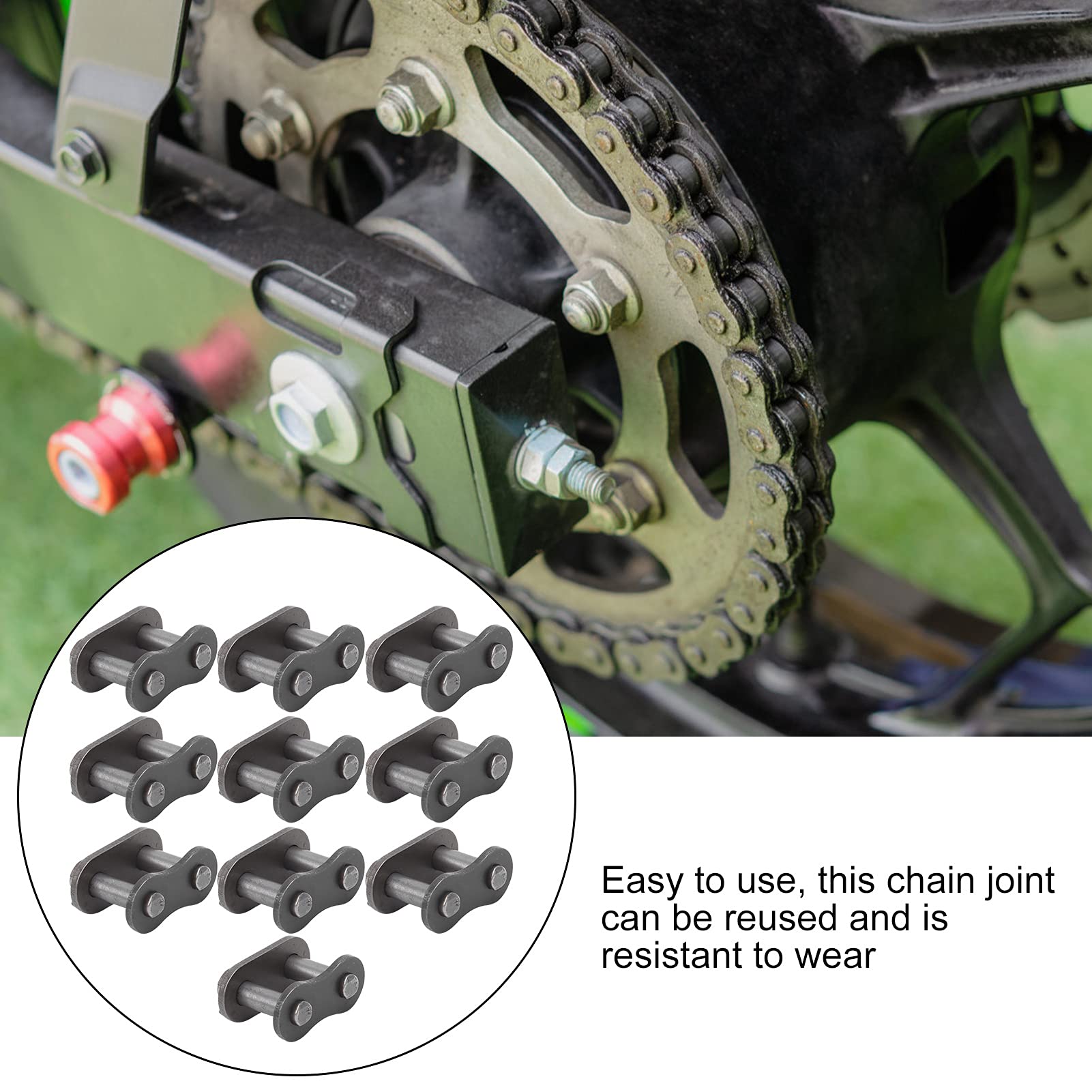 10Pcs 428 Chain Link Master Link, Carbon Steel Roller Chain Link, Steel Motorcycle Chain Attachment Link Connector for Motorcycle