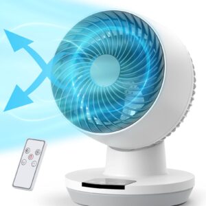 Mirdred Air Circulator Fan, 11 Inch Oscillating Table Fan with LED Display, 70ft Powerful Airflow, 120° Adjustable Tilt, 8H Timer, 3 Speeds, Quiet Desk Fan for Living Room, Office, Home