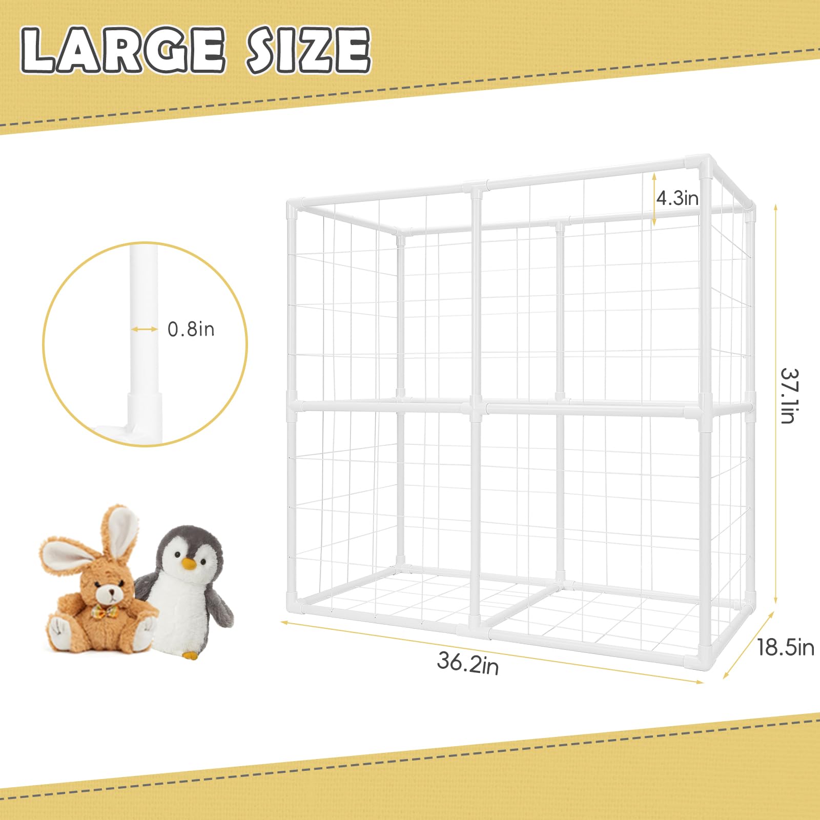 NANANARDOSO Stuffed Animal Storage Holder, Toy Storage Organizer for Plush Toy Holder,Stuffed Animal Zoo Storage Cage for Nursery Playroom Bedroom Toy Organizer