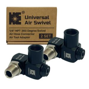 cosmostar 1/4" npt 360° swivel air hose connector – industrial-grade swivel fittings for air tools (2-pack)