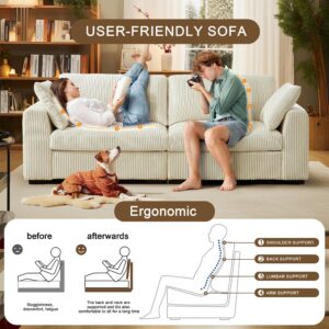 130" Oversized Sectional Sofa,Ultra-Soft L Shaped Couch for Living Room,Cloud Modular Sofa Couch with Zipper Back&Seat Cushion,Deep 4 Seat Sofa Sleeper with Movable Ottoman and Two Pillows(Beige)