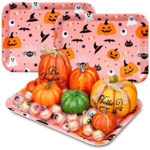 jingmore 3 pack halloween serving trays 13 x 10 inch reusable melamine serving platter halloween food tray halloween snack tray halloween pumpkin ghost spider serving tray cute birthday party supplies