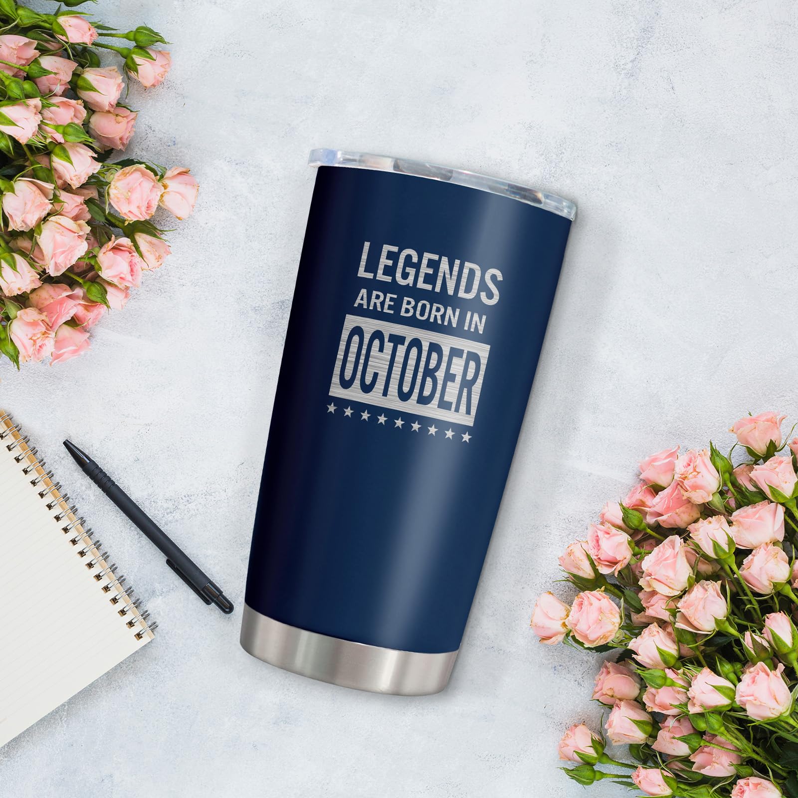 Muilzon October Birthday Gifts for Men Tumbler 20oz - Men Birthday Gift Ideas - Men Gifts for Birthday - Birthday Gifts for Him, Dad, Son, Husband, Legends are Born in October