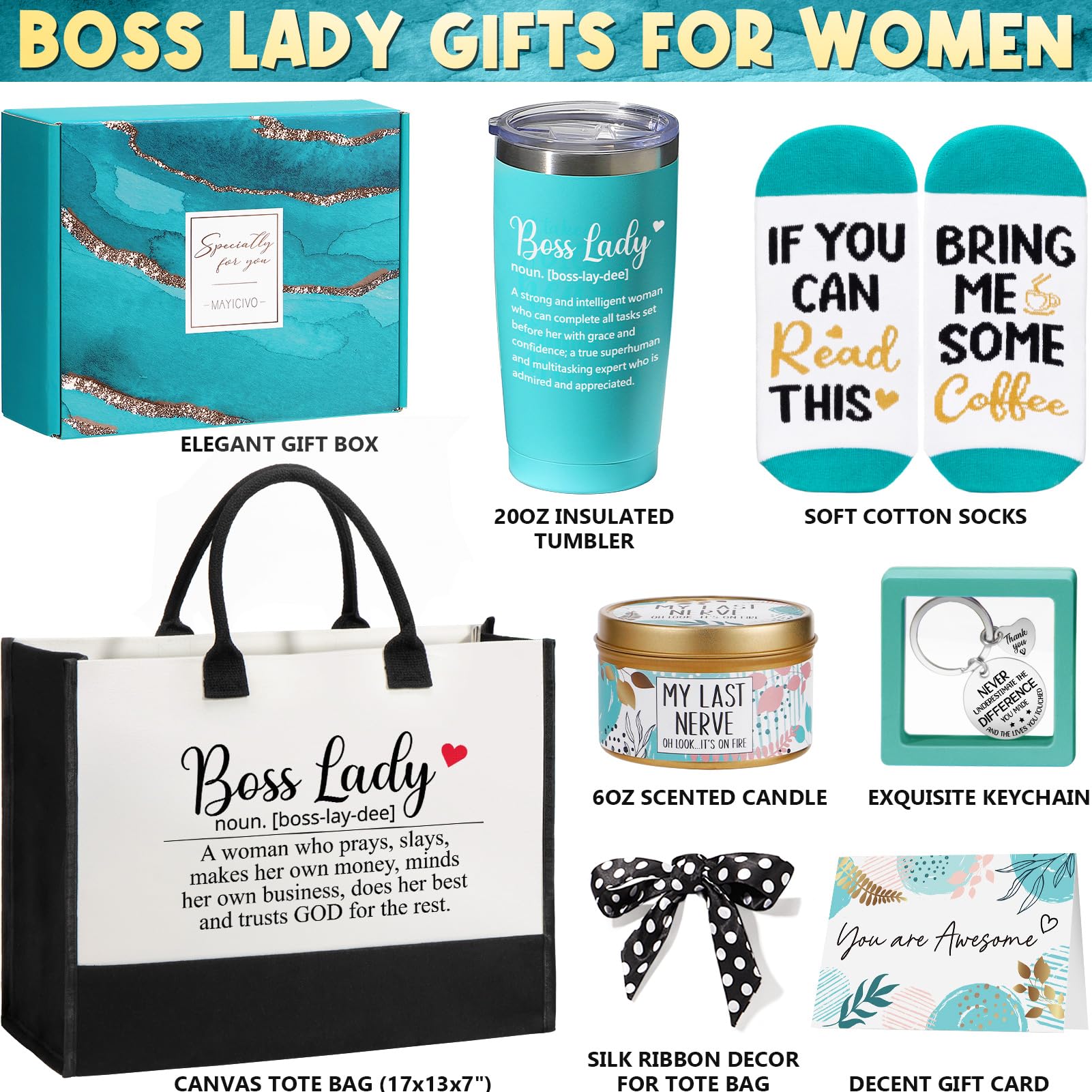 Boss Gifts for Women Her, Christmas Gifts for Boss Woman, Best Boss Lady Gifts for Women Cool Gifts for Bosses Female, Funny Boss Appreciation Gifts Birthday Farewell Gifts for Boss w/ Canvas Tote Bag