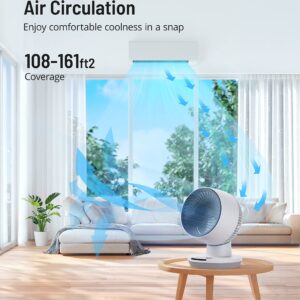 Mirdred Air Circulator Fan, 11 Inch Oscillating Table Fan with LED Display, 70ft Powerful Airflow, 120° Adjustable Tilt, 8H Timer, 3 Speeds, Quiet Desk Fan for Living Room, Office, Home