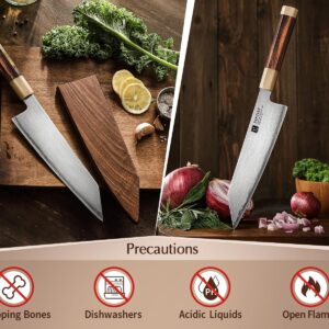 XINZUO 8 Inches Japanese Kiritsuke Chef Knife, Super ZDP-189 Steel Knife, Professional Cooking Knife for Chefs&Home, 67HRC, Ergonomic Octagonal Handle with Desert Ironwood